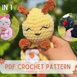 Abelhas e Insetos - Padrão de Crochê 3 em 1 - Abelha - Joaninha - Love Bug Snugglers - Tutorial de Crochê - Abelha - Joaninha - Inseto - Consolador