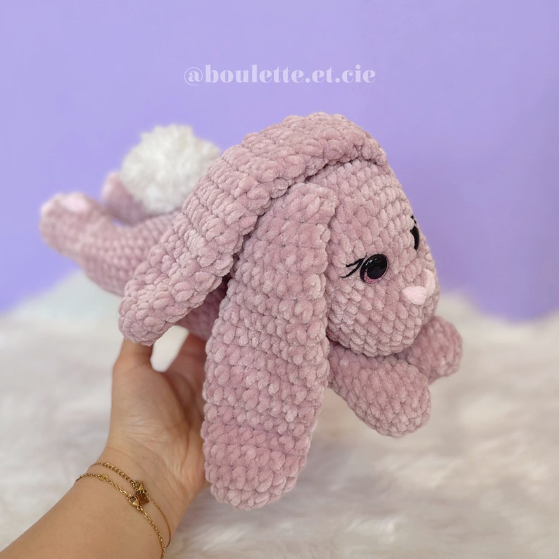 Blue the Lazy Bunny Crochet Pattern Patron Lapine Crochet PDF Amigurumi Pattern 画像 6