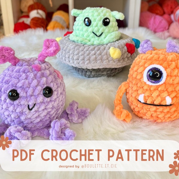 Chubby Aliens - Crochet Pattern - Chubby Aliens - Crochet Tutorial - Extraterrestrials - UFO - 4 in 1 Pattern