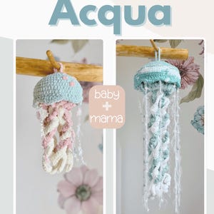 Pacote de Padrões - Acqua, a Água-viva - Mamãe e bebê - Padrão de crochê em PDF - Decoração de crochê sem costura