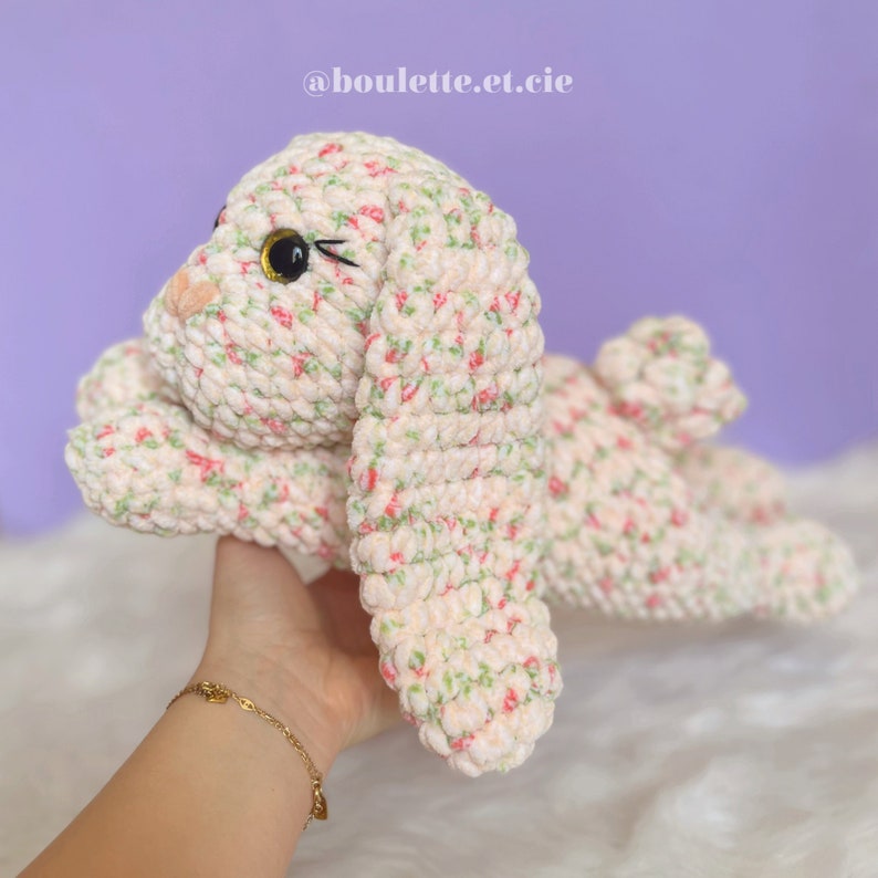 Blue the Lazy Bunny Crochet Pattern Patron Lapine Crochet PDF Amigurumi Pattern 画像 7