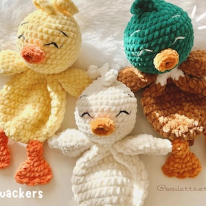 Padrão de Crochê QUACKERS - Pato Patinho lovey - Snuggler - Tutorial de Crochê - Doudou Caneton Canard