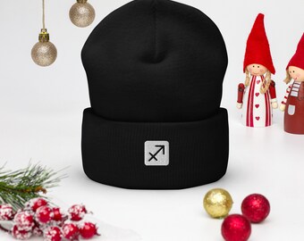 Embroidered Sagittarius Zodiac Beanie: Unisex, Hypoallergenic