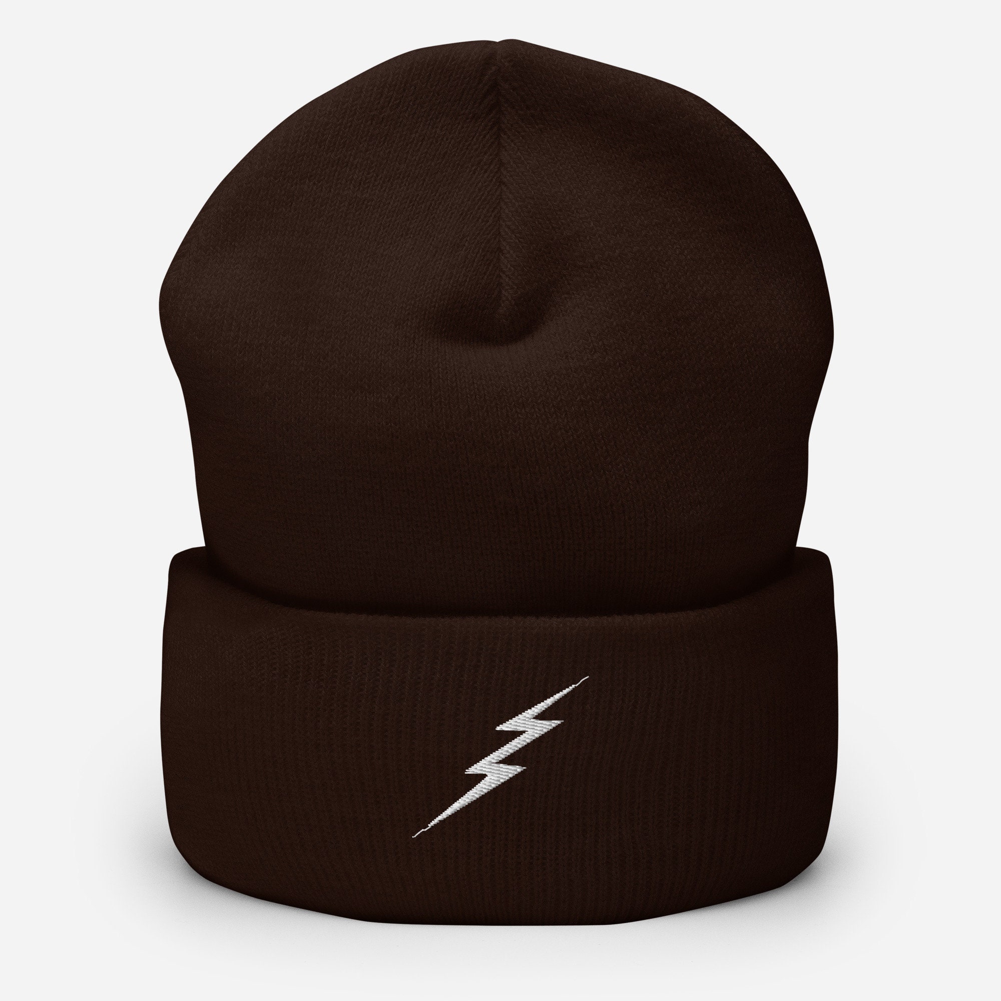 New Custom Designed Black Knit Pom Beanie with Black & White Lightening Bolt. LED Pom Pom Beanie - Black – Roq Innovation main image 2