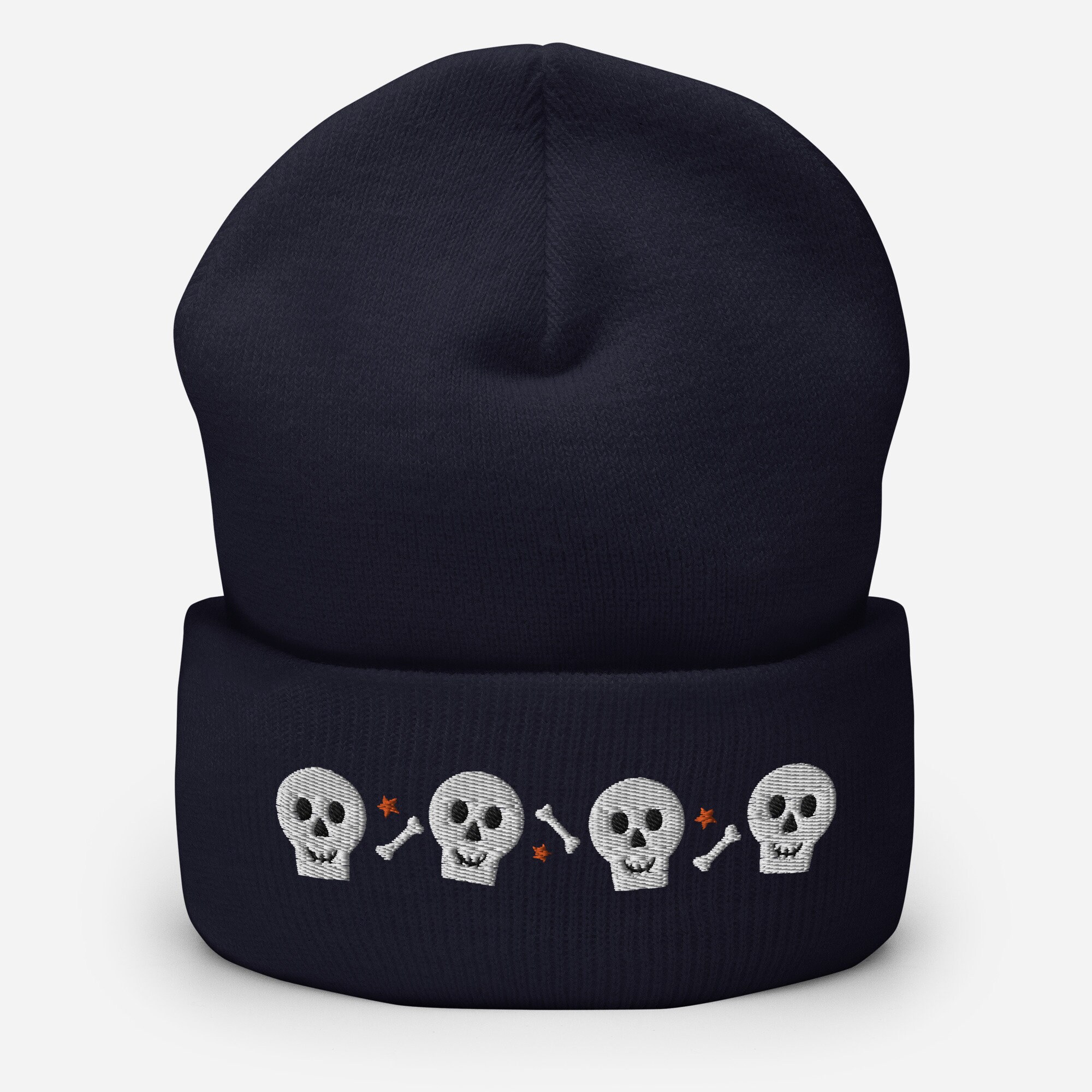 Embroidered Skeleton Beanie, Unisex Acrylic Skull Cap - Etsy