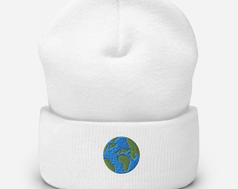 Gorro de punto hipoalergénico unisex con bordado de la Tierra.