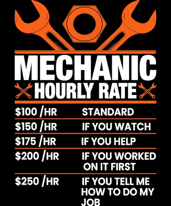Mechanic Hourly Rate SVG Etsy Australia