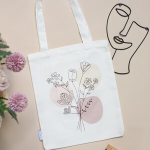 Tote Bag Stofftasche bedruckt  100% Baumwolle Tragetasche Tasche Line Art Umhängetasche Minimalistisch