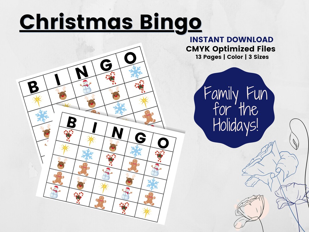 Christmas Bingo Printable Cards for Family Fun This Holiday Bingo for Kids and Guests, Holiday ...