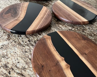 Black Walnut live edge Charcuterie board- epoxy/resin river board