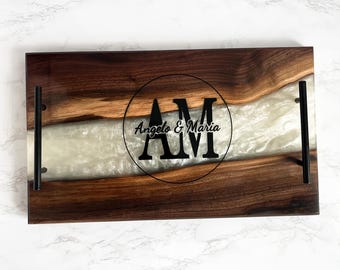 Walnut Epoxy River Charcuterie Board | Personalized Engraving