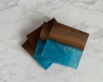 Walnut & Epoxy Coaster Set
