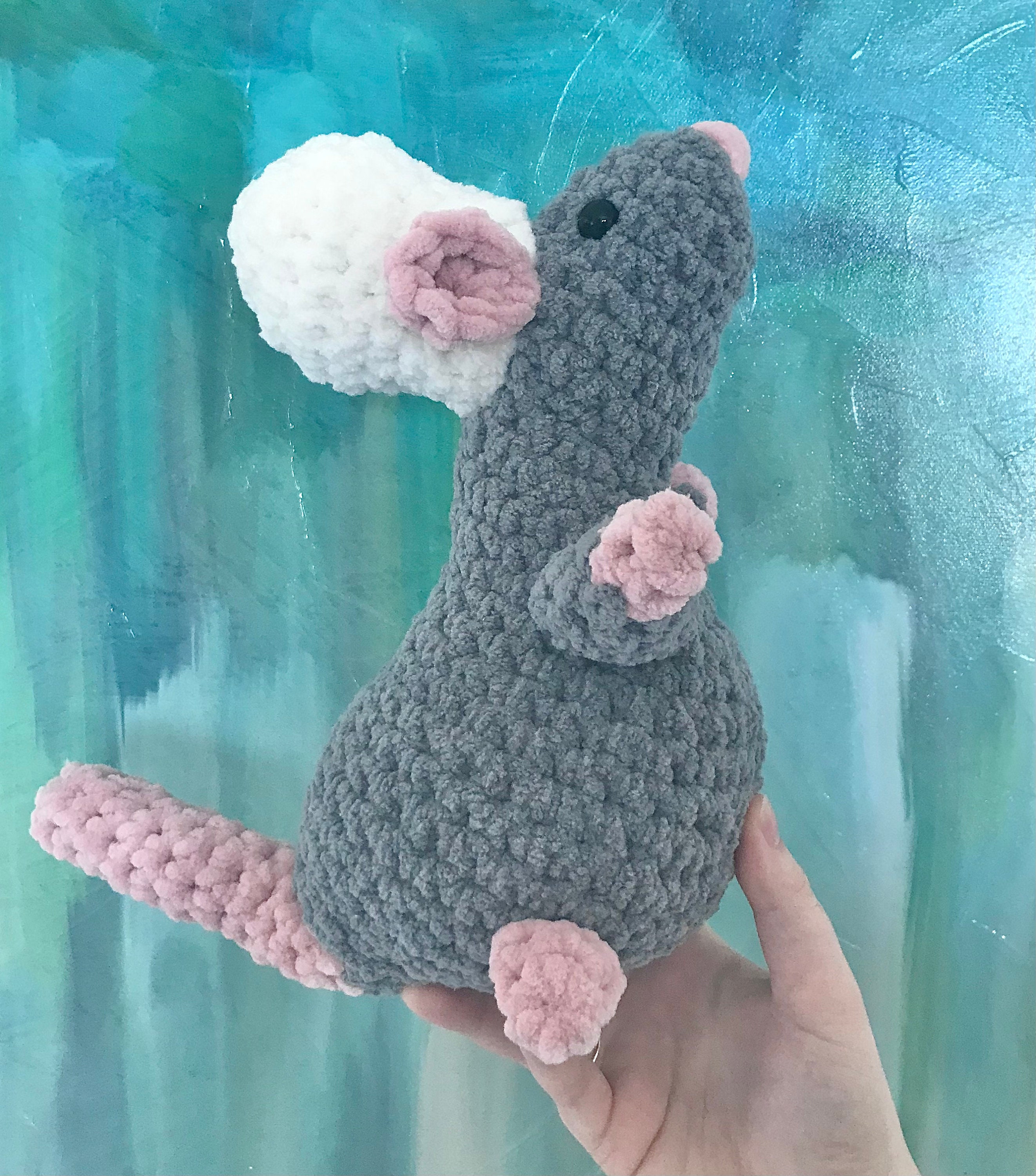 Crocheted Chef Rat Stuffed Rat in a Chef Hat Handmade Animal Amigurumi