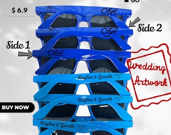 Personalized Wedding Sunglasses | Custom Printed Bridal Party Favors, Bachelorette Glasses, Wedding Keepsakes, Bride Groom Gift, UV