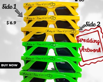Personalized Wedding Sunglasses, Custom Bridal Party Favors, UV Protection, Bulk Guest Gifts, Destination Wedding, Bridal Shower, Birthday