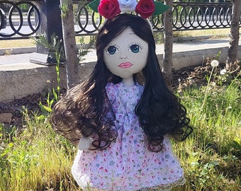 Handmade Rag Doll Removable Outfit,Organic cotton doll, Sweet toys for collectors,Perfect Baby Gift for 1st Birthday