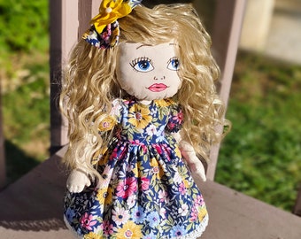 Rag Doll with Removable Outfit, Cloth Doll Toy with Dress, Soft Doll For Kids Gift, Gifts for Girls, Cuddle Time, Handmade Baby Doll