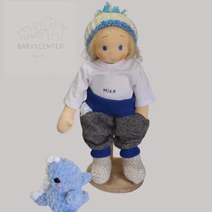 Handmade Waldorf Boy Doll: Organic Cotton, Dino Toy & Gift Box