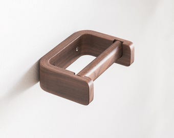 Walnut Toilet Paper Holder | Handmade Wooden Toilet Roll Holder | Screw Fixed TP Storage | Stylish Luxury Bathroom Accessories