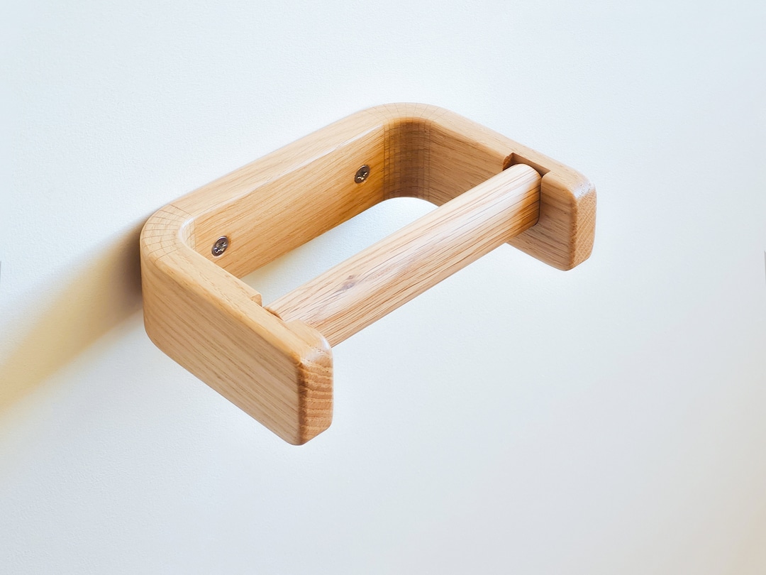 Oak Toilet Roll Holder Screw Fixed Handmade Toilet Paper Holder Stylish