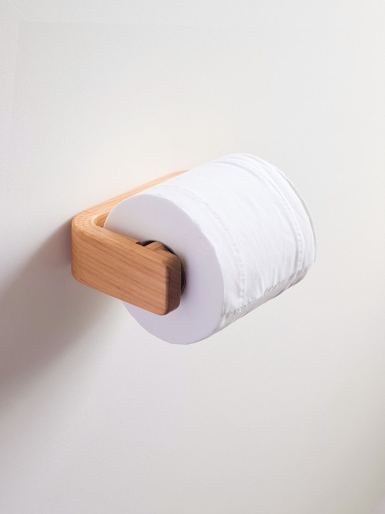 Oak Toilet Roll Holder Screw Fixed Handmade Toilet Paper Holder Stylish
