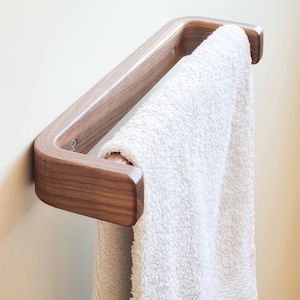 Dollhouse Miniature Bathroom Towel Rail - Walnut Wooden 70mm Scale Furniture
