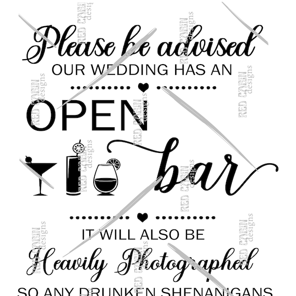Wedding bar sign SVG PNG, Instant Download