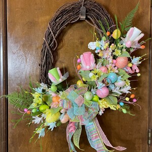 Easter Bunny Hat Oval Grapevine Wreath