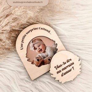 Surprise request box to personalize with child's photo, godmother request, godfather request