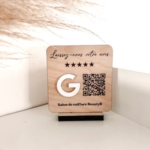 Petite Pancarte avis Google personnalisée pour entreprise sur socle avec QR Code image 1