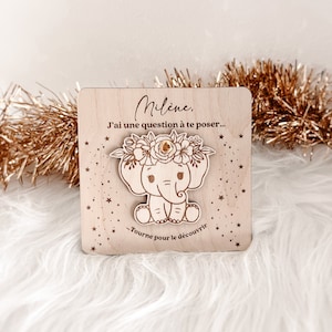 Personalized surprise request for birth announcement, witness, godmother.. ••Wood engraving
