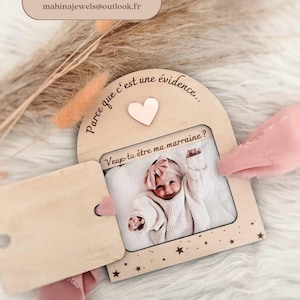 Personalized surprise request box with child's photo, godmother or godfather request