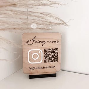 Gepersonaliseerd Instagram-bord – Winkel- of marktkraambord – Decoratief bord met gebruikersnaam en QR-code – Professionele social media