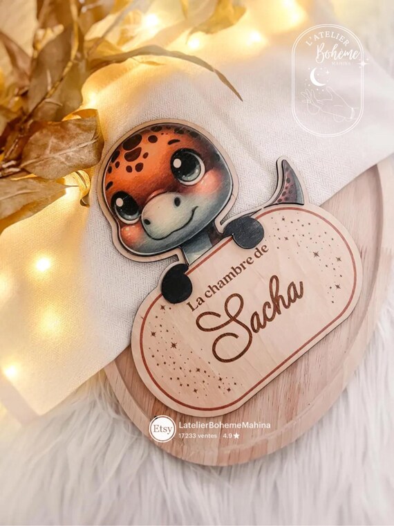Naissance - Plaque de porte Prénom Nuage personnalisable