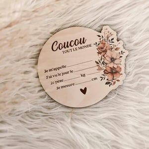 Carte de bienvenue naissance bébé avec gravure personnalisée à compléter au stylo bille