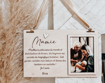 Cadre avec photo et texte gravé pour la fête des grands mères, grands pères, anniversaire..