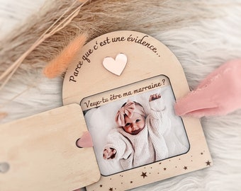 Personalized surprise request box with child photo, godmother request, godfather