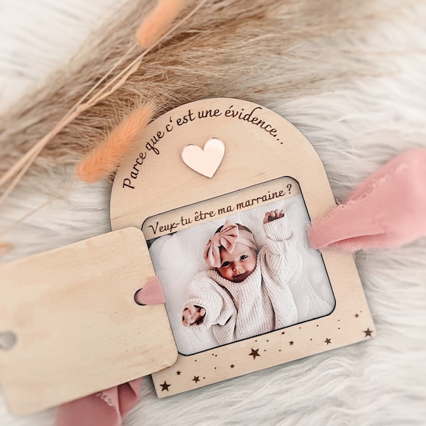 Personalized surprise request box with child photo, godmother request, godfather