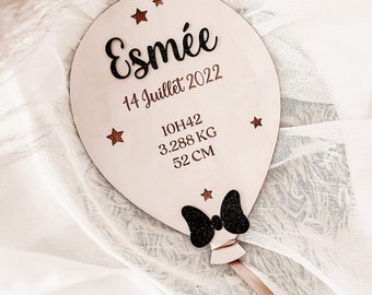 Pancarte personnalisée en forme de ballon pour chambre de bébé, cadeau nouveau née, décoration chambre enfant