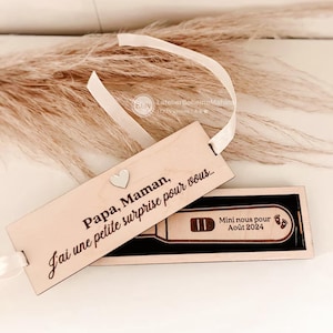 Coffret Annonce grossesse personnalisée – Boîte test de grossesse en bois gravé, surprise future maman/papa, révélation bébé