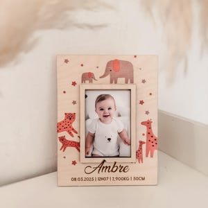 Frame with photo and text engraved for birth, birth gift, personalized baby photo frame