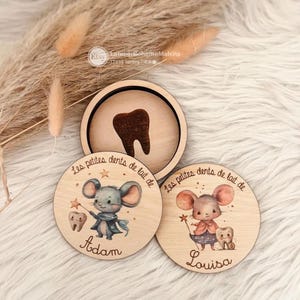 Boîte dents de lait personnalisée enfant – boîte petite souris bois – souvenir dents de lait prénom – cadeau naissance original