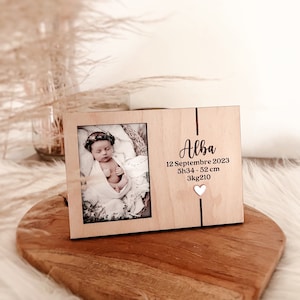 Cadre avec photo changeable et texte personnalisé naissance bébé image 1