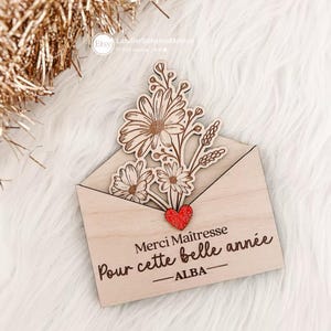Personalisierter Blumenumschlag für Lehrer ••Holzgravur, Geschenk für Lehrer