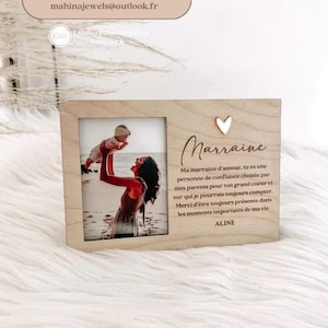 Cadre photo personnalisé avec texte gravé – cadeau parrain/marraine – fête des grands-mères/grands-pères – souvenir photo famille
