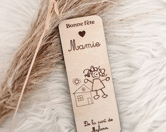 Personalized bookmark with your child's drawing to offer