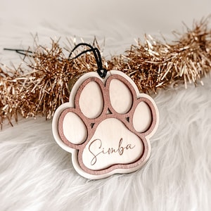 Personalized animal Christmas ball with first name, dog, cat