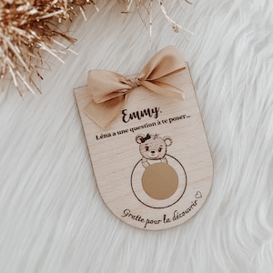 Personalized surprise request for birth announcement, godmother... ••Wood engraving
