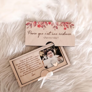 Personalized surprise request box with child's photo, godmother or godfather request