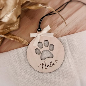Personalized animal Christmas ball with first name, dog, cat